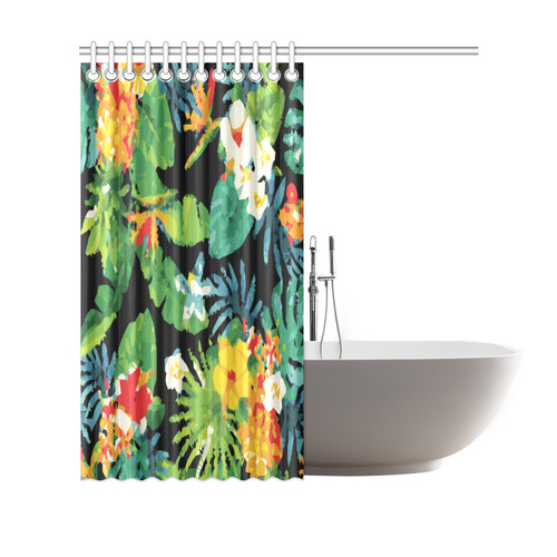 Tropical Pineapple Floral Low Polygon Art Shower Curtain 69"x70"