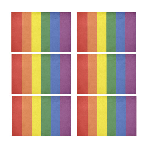 Stripes with rainbow colors Placemat 12’’ x 18’’ (Set of 6)