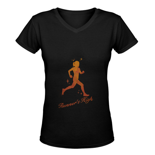 Women's Runner's High on Marathon Women's Deep V-neck T-shirt (Model T19)