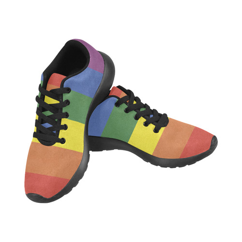 Stripes with rainbow colors Women's Running Shoes/Large Size (Model 020)