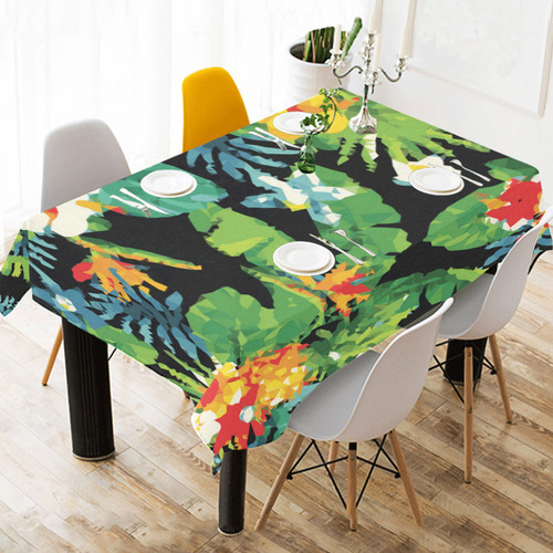 Tropical Pineapple Floral Low Polygon Art Cotton Linen Tablecloth 52"x 70"