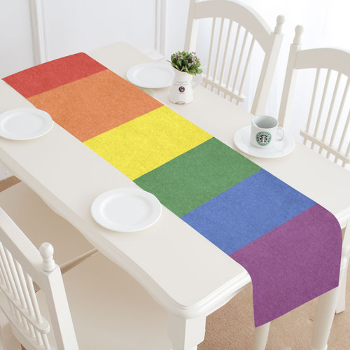 Stripes with rainbow colors Table Runner 16x72 inch