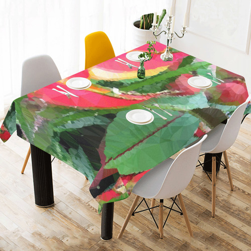 Tropical Flowers Low Polygon Floral Art Cotton Linen Tablecloth 60" x 90"