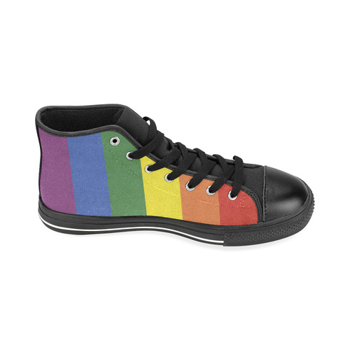 Stripes with rainbow colors High Top Canvas Women's Shoes/Large Size (Model 017)