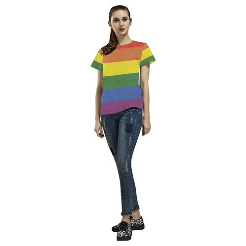 Stripes with rainbow colors All Over Print T-Shirt for Women (USA Size) (Model T40)