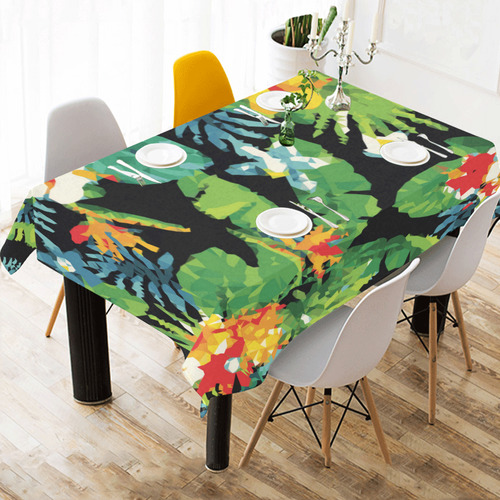 Tropical Pineapple Floral Low Polygon Art Cotton Linen Tablecloth 60"x 84"