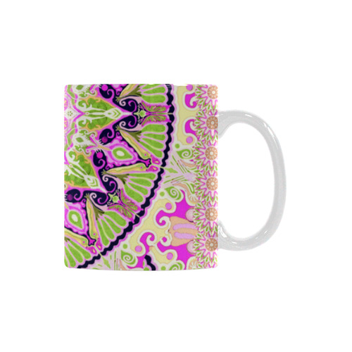 boho mandala purple green White Mug(11OZ)