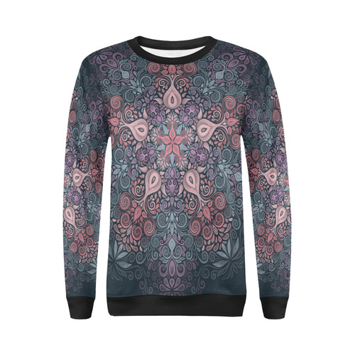 Baroque Garden Watercolor Mandala, pastels All Over Print Crewneck Sweatshirt for Women (Model H18)