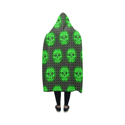 skulls and dotts, green by JamColors Hooded Blanket 50''x40''