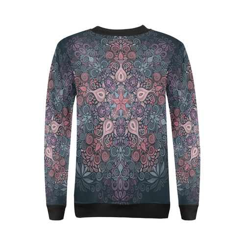 Baroque Garden Watercolor Mandala, pastels All Over Print Crewneck Sweatshirt for Women (Model H18)