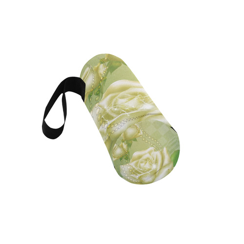 Beautiful soft green roses Neoprene Water Bottle Pouch/Large