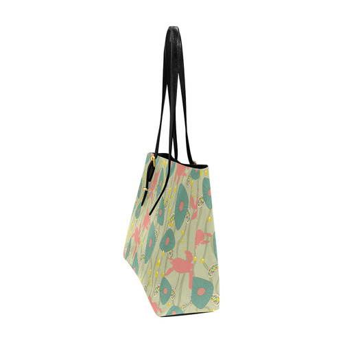 Retro Swimming Turtles Euramerican Tote Bag/Large (Model 1656)