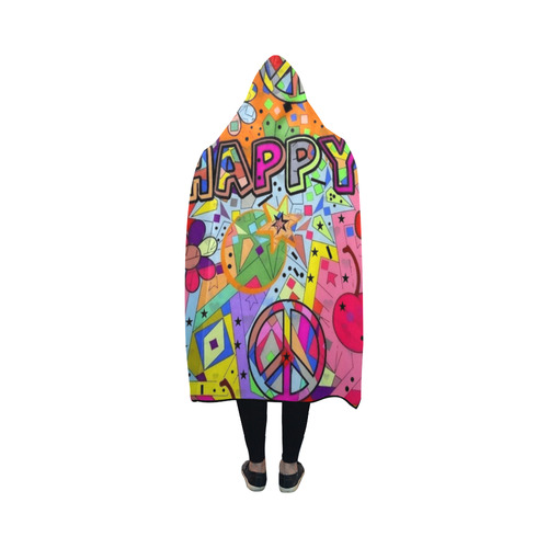 Happy Popart by Nico Bielow Hooded Blanket 50''x40''