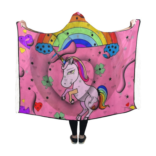 Unicorn Popart by Nico Bielow Hooded Blanket 60''x50''