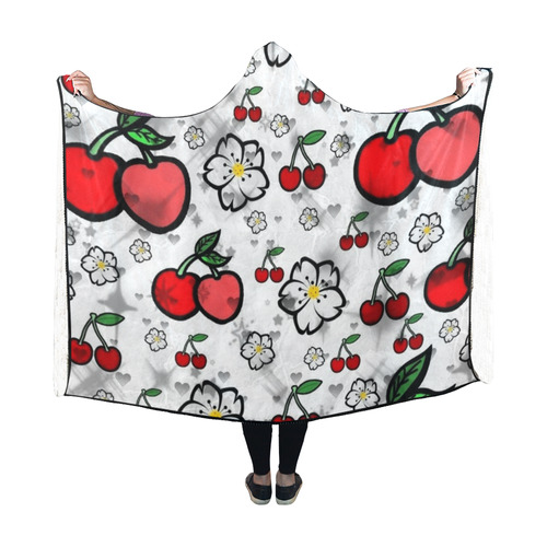 Cherry Popart by Nico Bielow Hooded Blanket 60''x50''