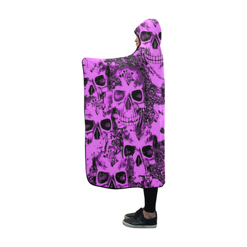 cloudy Skulls pink by JamColors Hooded Blanket 60''x50''