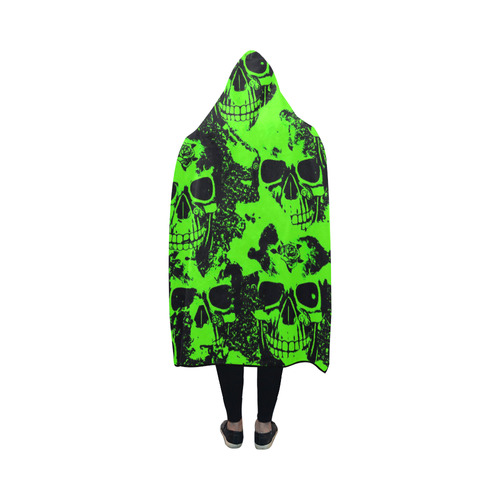 cloudy Skulls black green by JamColors Hooded Blanket 50''x40''