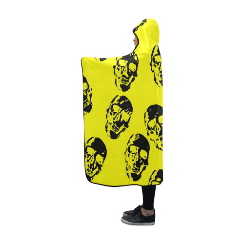 hot skulls, yellow by JamColors Hooded Blanket 60''x50''