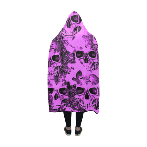 cloudy Skulls pink by JamColors Hooded Blanket 60''x50''