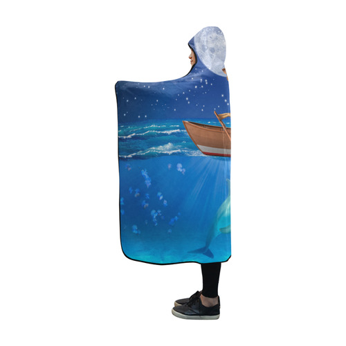 sleep dolphin funny Giraffi Hooded Blanket 60''x50''