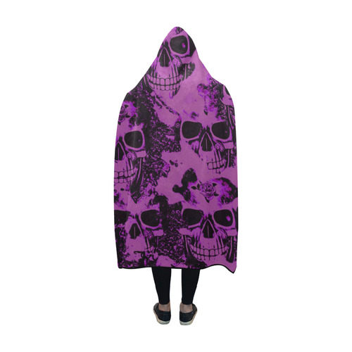 cloudy Skulls black purple by JamColors Hooded Blanket 60''x50''