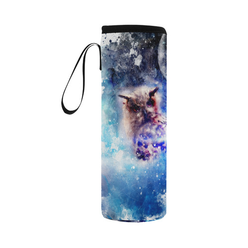 Watercolor, owl in the unoverse Neoprene Water Bottle Pouch/Large