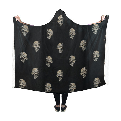 sparkling skulls C by JamColors Hooded Blanket 60''x50''