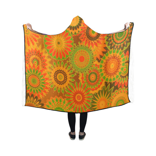 Funky flowers D Hooded Blanket 50''x40''