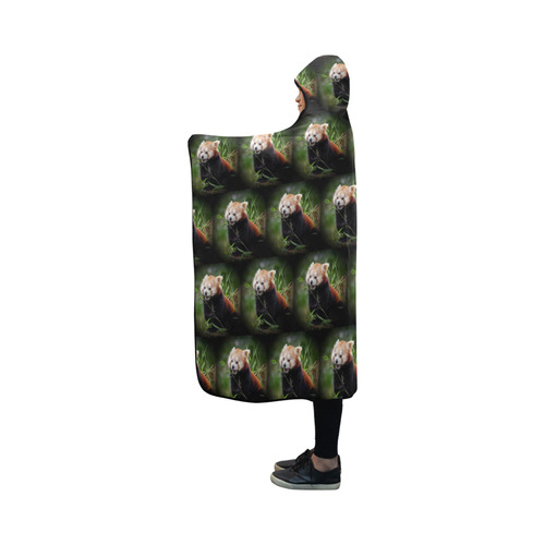 cute animal drops - red panda by JamColors Hooded Blanket 50''x40''