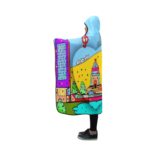 Leipzig Popart by Nico Bielow Hooded Blanket 50''x40''