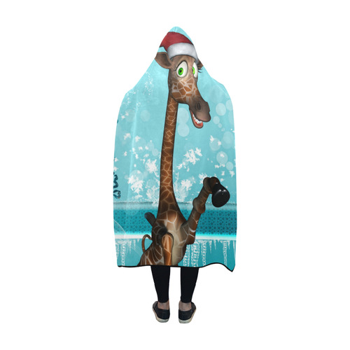 Funny christmas giraffe Hooded Blanket 60''x50''