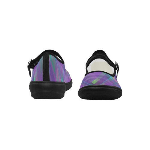 Purple Plaid 2 Mila Satin Women's Mary Jane Shoes (Model 4808)