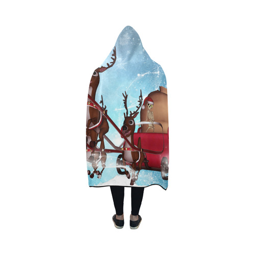 Christmas, funny skeleton with reindeer Hooded Blanket 50''x40''