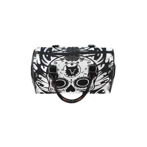 SKULL TRIBAL CULT BLACK AND WHITE Boston Handbag (Model 1621)