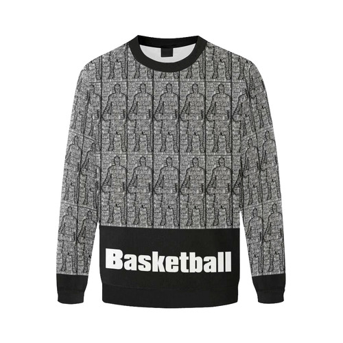 Mens Oversized Fleece Crewneck Sweatshirt Basketball Player graphic Black White Men's Oversized Fleece Crew Sweatshirt (Model H18)