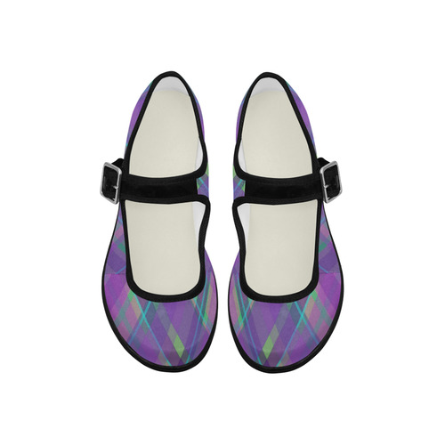 Purple Plaid 2 Mila Satin Women's Mary Jane Shoes (Model 4808)