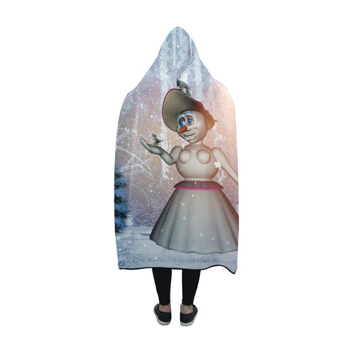 Snow women with birds Hooded Blanket 60''x50''