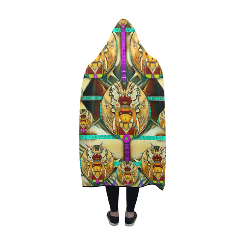 lady with bat and hat Hooded Blanket 60''x50''