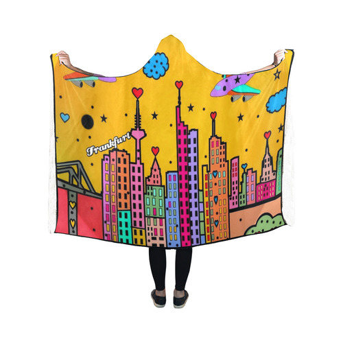 Frankfurt Popart by Nico Bielow Hooded Blanket 50''x40''