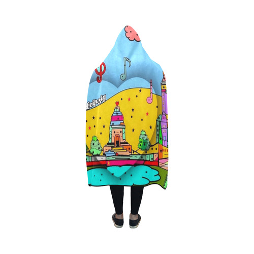 Leipzig Popart by Nico Bielow Hooded Blanket 50''x40''