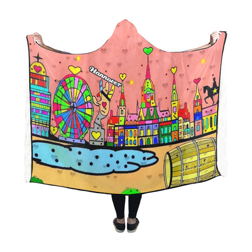 Hannover Popart by Nico Bielow Hooded Blanket 60''x50''