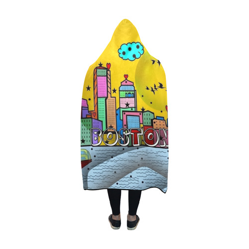 Boston Popart by Nico Bielow Hooded Blanket 60''x50''