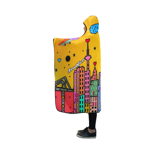 Frankfurt Popart by Nico Bielow Hooded Blanket 50''x40''