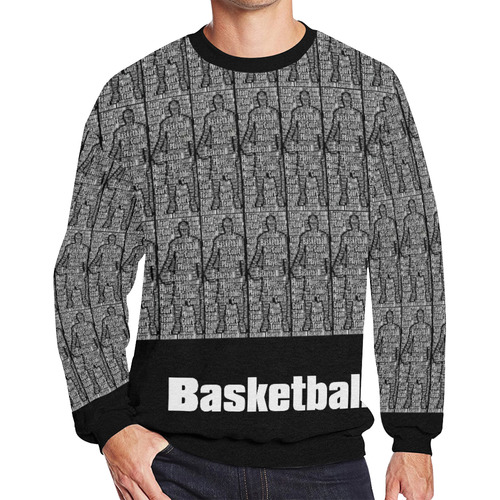 Mens Oversized Fleece Crewneck Sweatshirt Basketball Player graphic Black White Men's Oversized Fleece Crew Sweatshirt (Model H18)