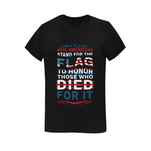 Real Americans  Stands for the Flag who died for it Women's T-Shirt in USA Size (Two Sides Printing)