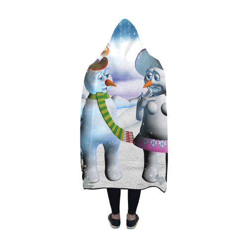 Funny snowman and snow women Hooded Blanket 60''x50''