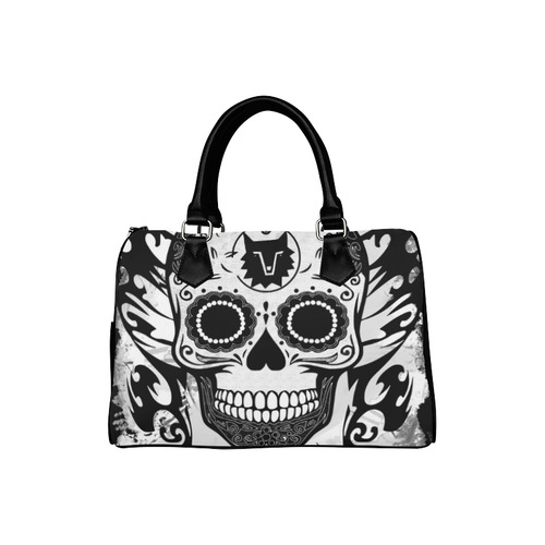 SKULL TRIBAL CULT BLACK AND WHITE Boston Handbag (Model 1621)