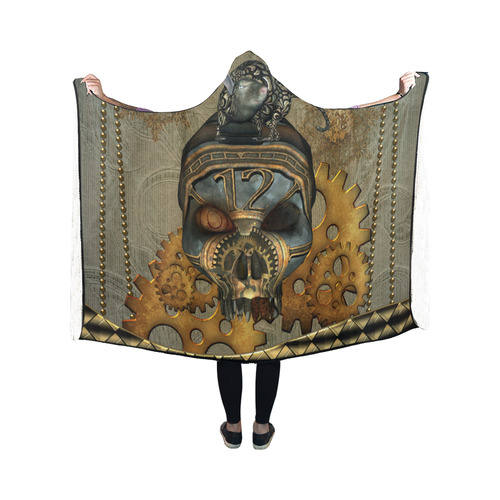Awesome steampunk skull Hooded Blanket 50''x40''