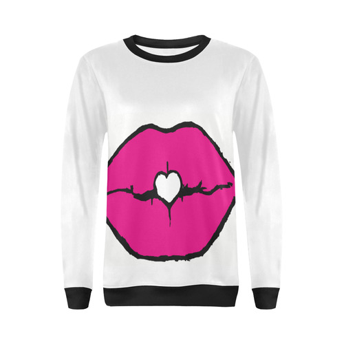 Pink Kiss All Over Print Crewneck Sweatshirt for Women (Model H18)