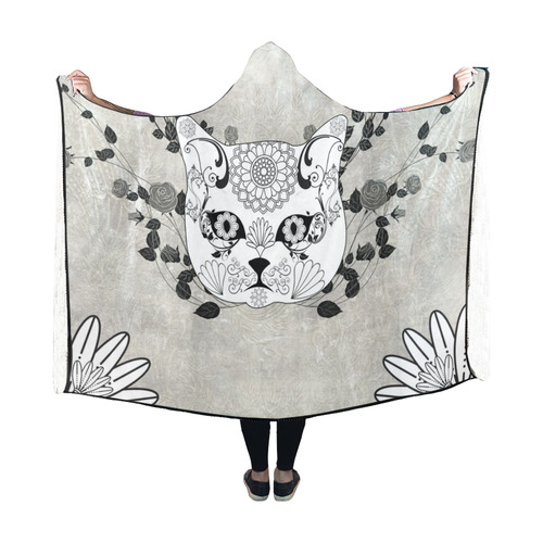 Wonderful sugar cat skull Hooded Blanket 60''x50''